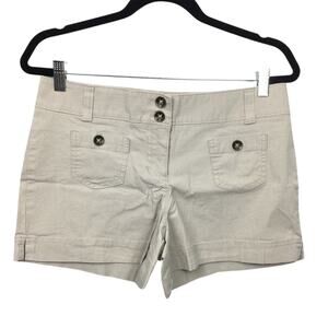 New York & Company Casual Minimalist Tan Flat Front Low Rise Short Shorts 6